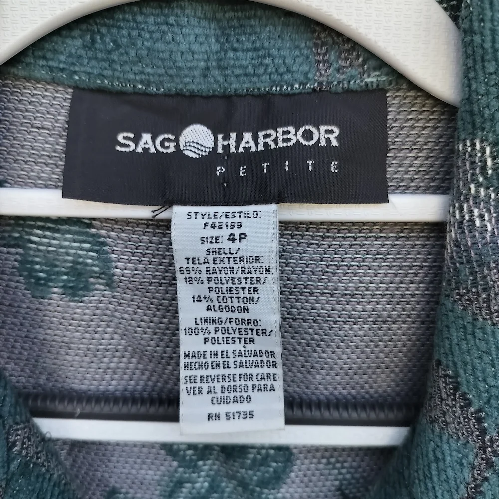 Sag Harbor 90s Boho Bohemian Tapestry Fabric Teal Jacket Floral - Picture 3 of 6